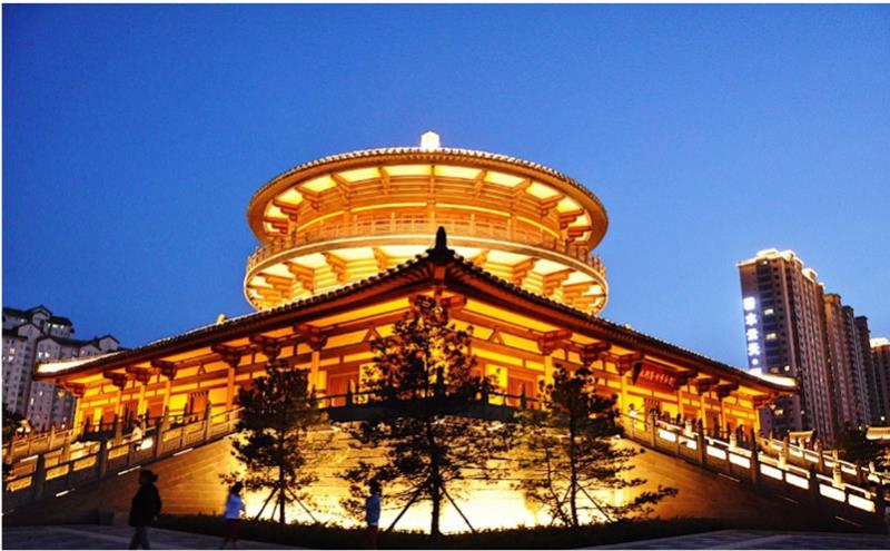 山西大同北魏明堂遺址公園夜景亮化工程成功亮燈