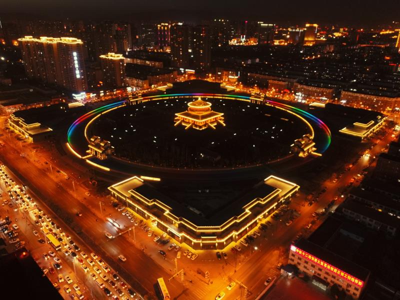 山西大同北魏明堂遺址公園夜景亮化工程成功亮燈
